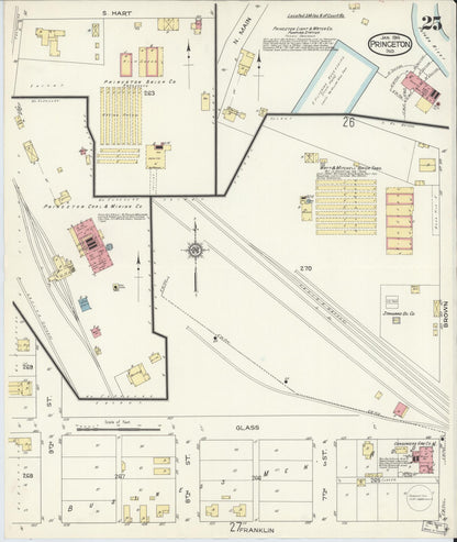 Sanborn Fire Insurance Map from Princeton, Gibson County, Indiana (1914), Sheet #0025 - Historic Sanborn Fire Insurance Map Print, vintage old map wall art, antique decor, genealogy gift, Indiana Indiana map