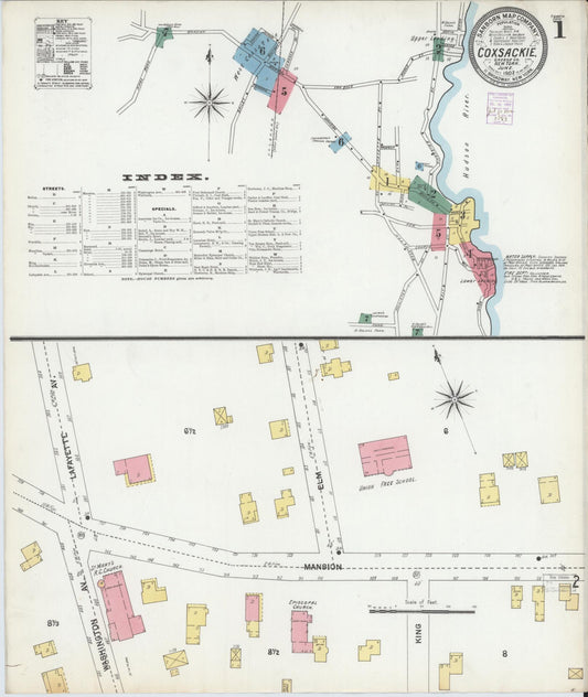 Sanborn Fire Insurance Map from Coxsackie, Greene County, New York (1902), Sheet #0001 - Complete Map Set gallery image, historic Sanborn map, vintage wall art, New York New York