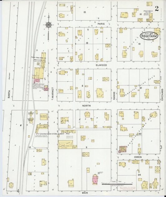 Sanborn Fire Insurance Map from Ridge Farm, Vermilion County, Illinois (1919), Sheet #0002 - Historic Sanborn Fire Insurance Map Print, vintage old map wall art, antique decor, genealogy gift, Illinois Illinois map