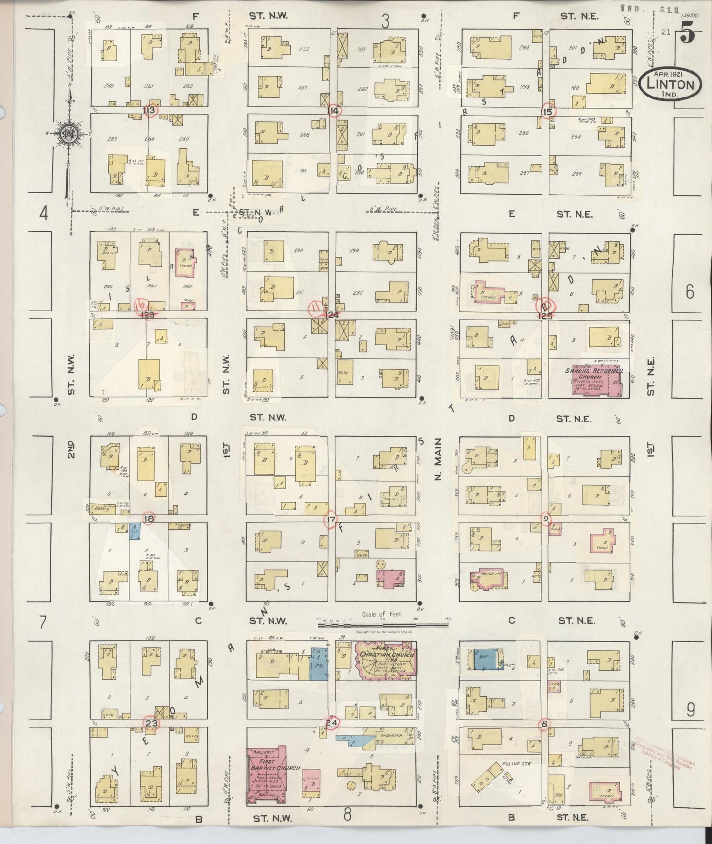Sanborn Fire Insurance Map from Linton, Greene County, Indiana (1948), Sheet #0005 - Historic Sanborn Fire Insurance Map Print, vintage old map wall art, antique decor, genealogy gift, Indiana Indiana map