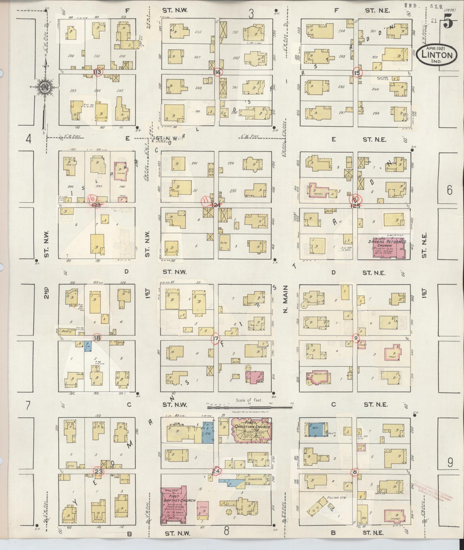 Sanborn Fire Insurance Map from Linton, Greene County, Indiana (1948), Sheet #0005 - Historic Sanborn Fire Insurance Map Print, vintage old map wall art, antique decor, genealogy gift, Indiana Indiana map