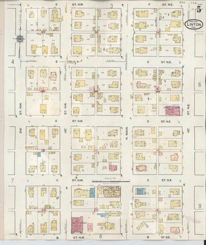 Sanborn Fire Insurance Map from Linton, Greene County, Indiana (1948), Sheet #0005 - Historic Sanborn Fire Insurance Map Print, vintage old map wall art, antique decor, genealogy gift, Indiana Indiana map