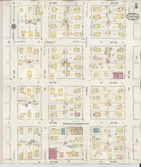 Sanborn Fire Insurance Map from Linton, Greene County, Indiana (1948), Sheet #0005 - Historic Sanborn Fire Insurance Map Print, vintage old map wall art, antique decor, genealogy gift, Indiana Indiana map