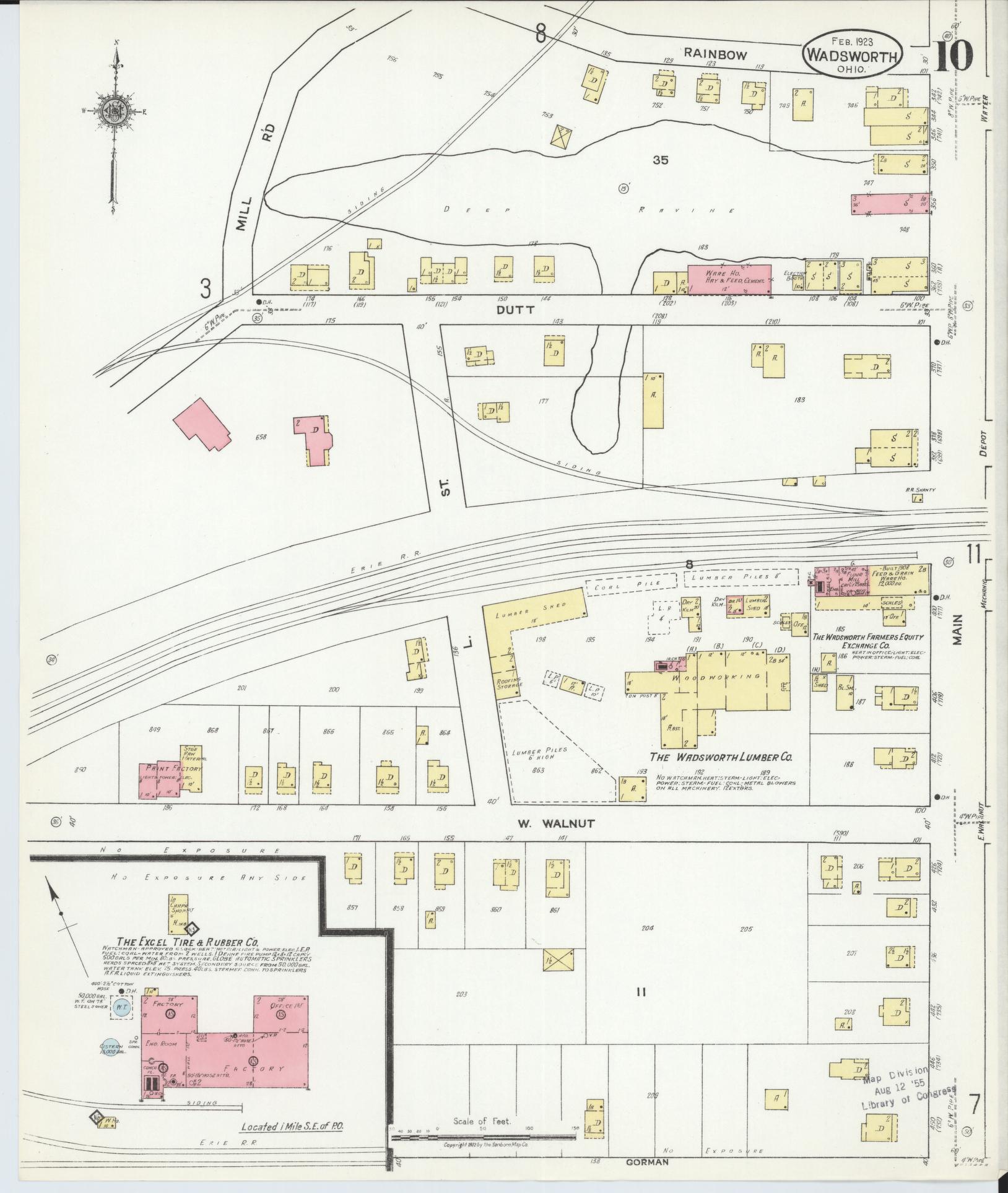 Sanborn Fire Insurance Map from Wadsworth, Medina County, Ohio (1923), Sheet #0010 - Complete Map Set gallery image, historic Sanborn map, vintage wall art, Ohio Ohio