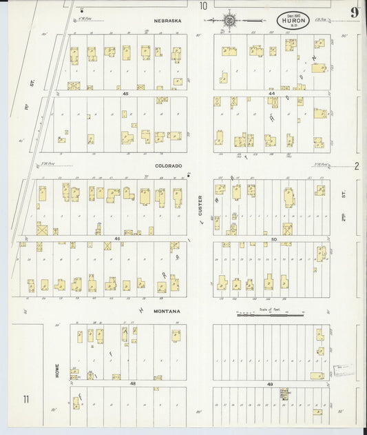 Sanborn Fire Insurance Map from Huron, Beadle County, South Dakota (1910), Sheet #0009 - Historic Sanborn Fire Insurance Map Print, vintage old map wall art, antique decor, genealogy gift, South Dakota South Dakota map