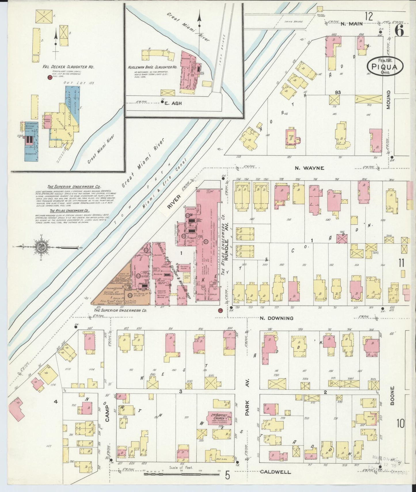 Sanborn Fire Insurance Map from Piqua, Miami County, Ohio (1911), Sheet #0006 - Complete Map Set gallery image, historic Sanborn map, vintage wall art, Ohio Ohio