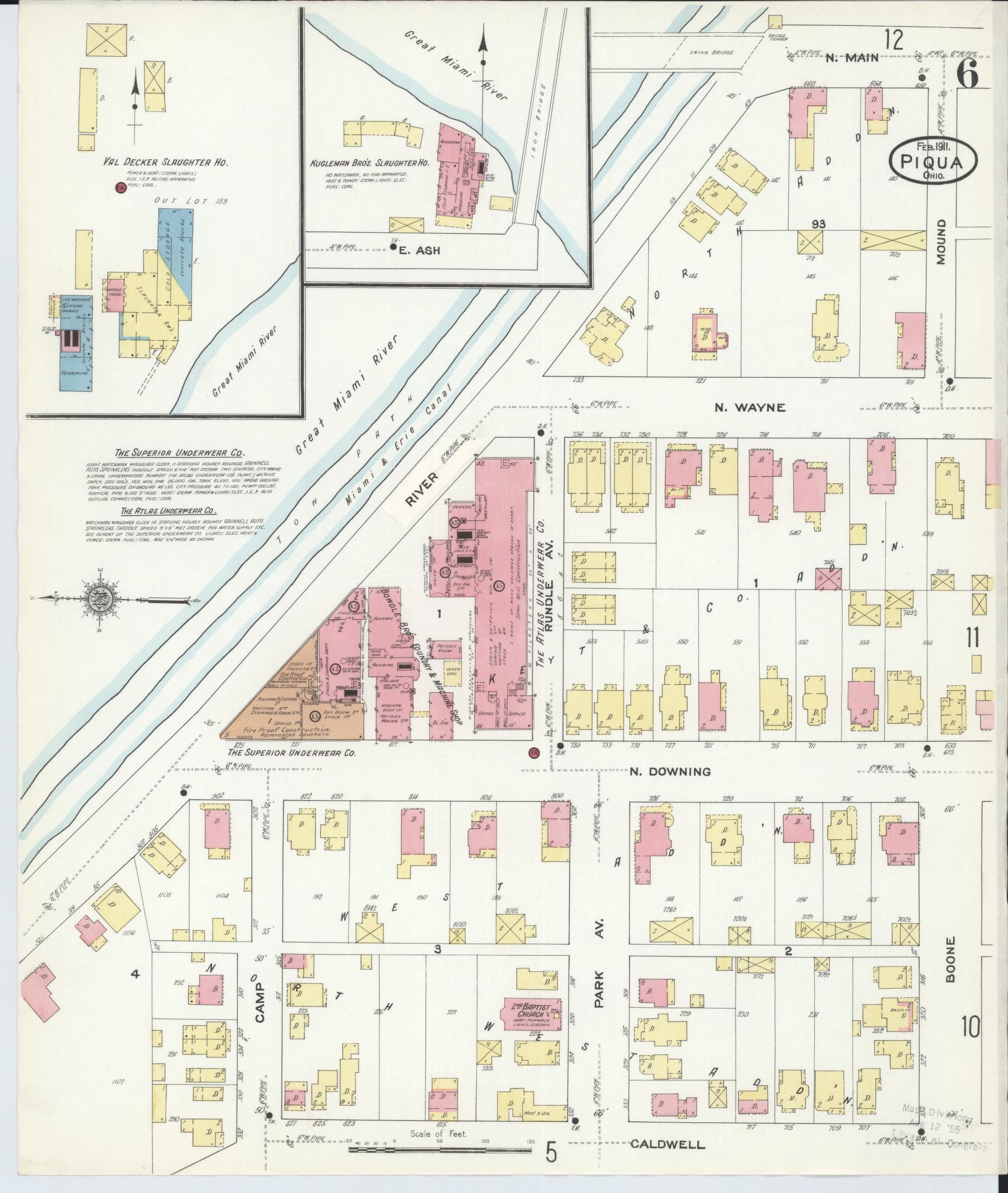 Sanborn Fire Insurance Map from Piqua, Miami County, Ohio (1911), Sheet #0006 - Complete Map Set gallery image, historic Sanborn map, vintage wall art, Ohio Ohio