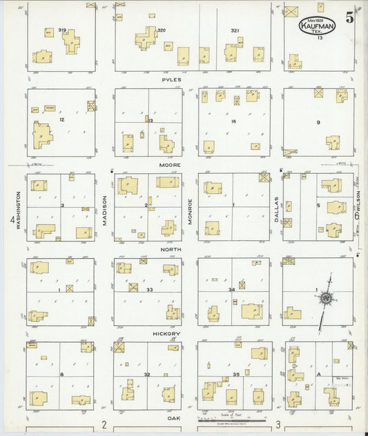 Sanborn Fire Insurance Map from Kaufman, Kaufman County, Texas (1920), Sheet #0005 - Historic Sanborn Fire Insurance Map Print, vintage old map wall art, antique decor, genealogy gift, Texas Texas map