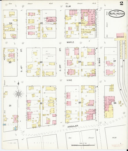 Sanborn Fire Insurance Map from Burlington, Des Moines County, Iowa (1892), Sheet #0002 - Historic Sanborn Fire Insurance Map Print