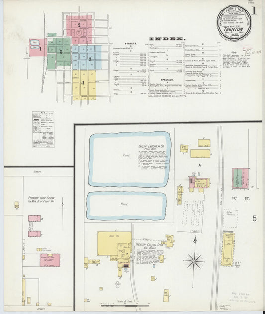 Sanborn Fire Insurance Map from Trenton, Gibson County, Tennessee (1896), Sheet #0001 - Historic Sanborn Fire Insurance Map Print, vintage old map wall art, antique decor, genealogy gift, Tennessee Tennessee map