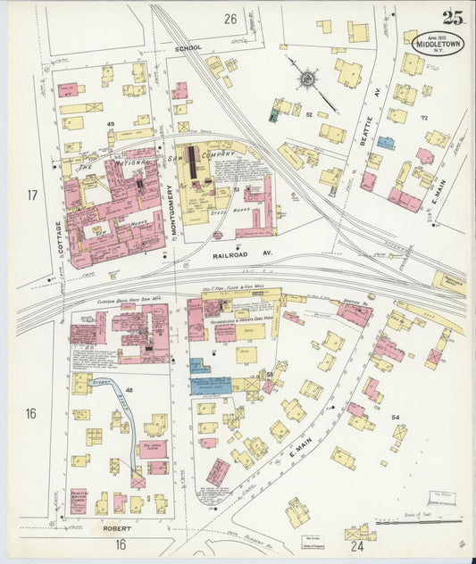 Sanborn Fire Insurance Map from Middletown, Orange County, New York (1910), Sheet #0025 - Historic Sanborn Fire Insurance Map Print, vintage old map wall art, antique decor, genealogy gift, New York New York map