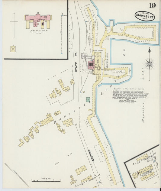 Sanborn Fire Insurance Map from Manistee, Manistee County, Michigan (1890), Sheet #0019 - Historic Sanborn Fire Insurance Map Print, vintage old map wall art, antique decor, genealogy gift, Michigan Michigan map