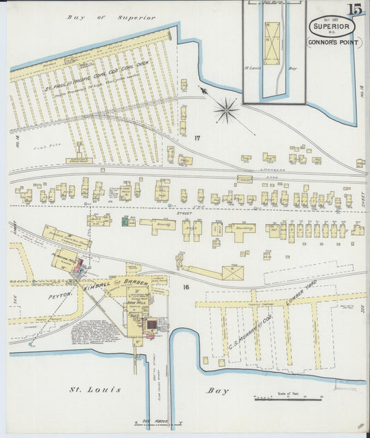 Sanborn Fire Insurance Map from Superior, Douglas County, Wisconsin (1889), Sheet #0015 - Historic Sanborn Fire Insurance Map Print, vintage old map wall art, antique decor, genealogy gift, Wisconsin Wisconsin map