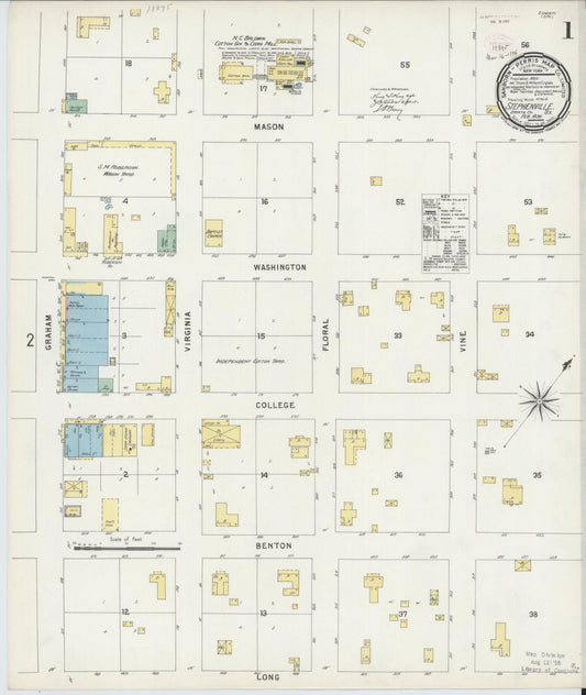 Sanborn Fire Insurance Map from Stephenville, Erath County, Texas (1896), Sheet #0001 - Complete Map Set gallery image, historic Sanborn map, vintage wall art, Texas Texas