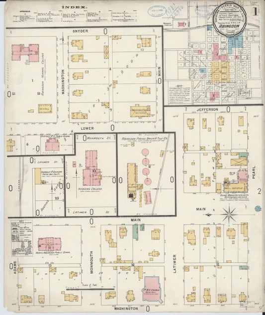 Sanborn Fire Insurance Map from Abingdon, Knox County, Illinois (1898), Sheet #0001 - Complete Map Set gallery image, historic Sanborn map, vintage wall art, Illinois Illinois