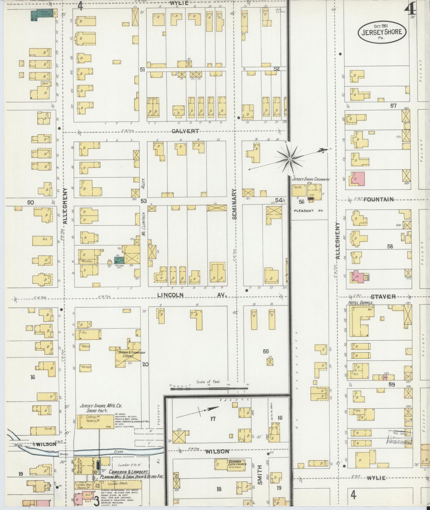 Sanborn Fire Insurance Map from Jersey Shore, Lycoming County, Pennsylvania (1901), Sheet #0004 - Complete Map Set gallery image, historic Sanborn map, vintage wall art, Pennsylvania Pennsylvania