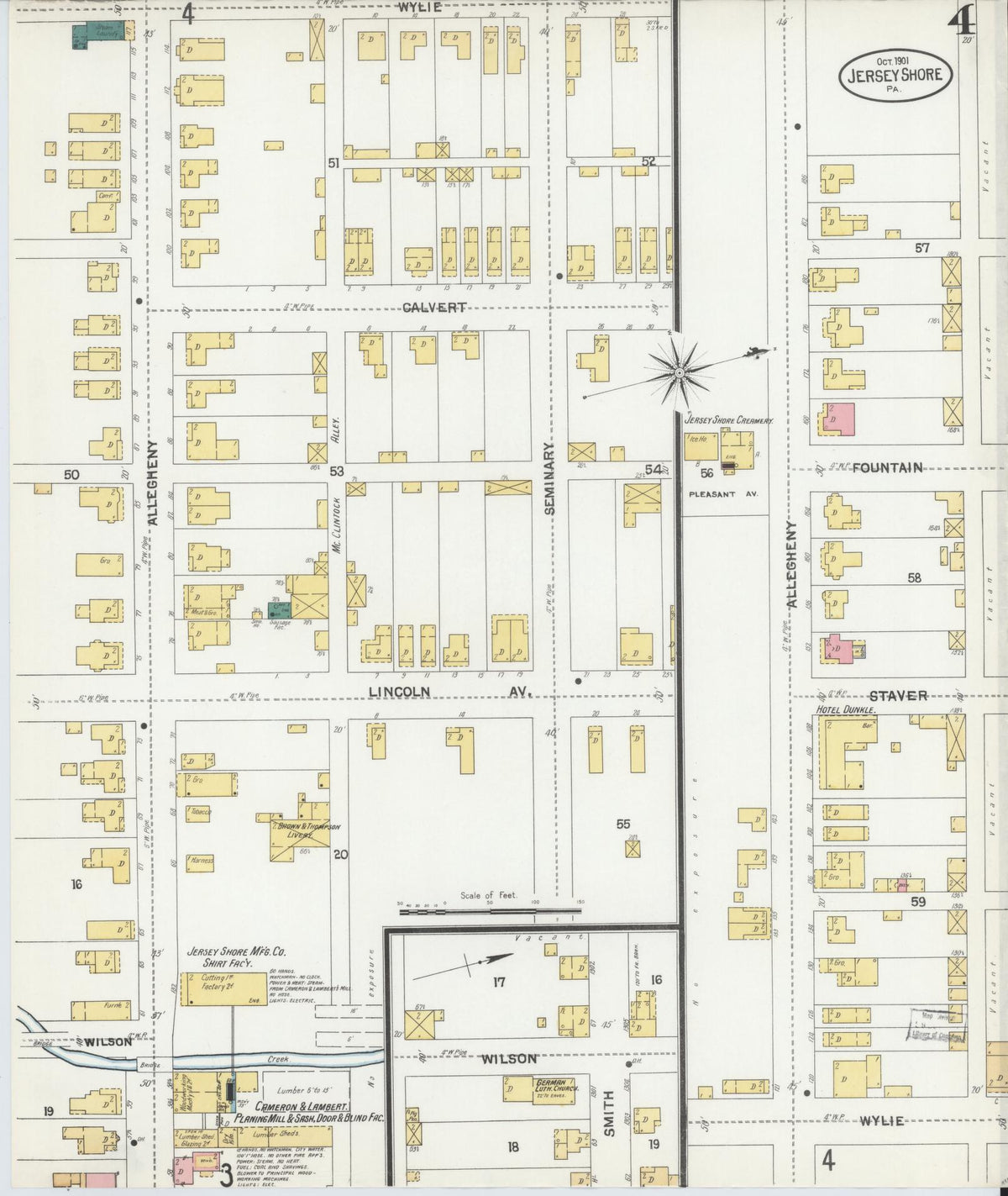 Sanborn Fire Insurance Map from Jersey Shore, Lycoming County, Pennsylvania (1901), Sheet #0004 - Complete Map Set gallery image, historic Sanborn map, vintage wall art, Pennsylvania Pennsylvania