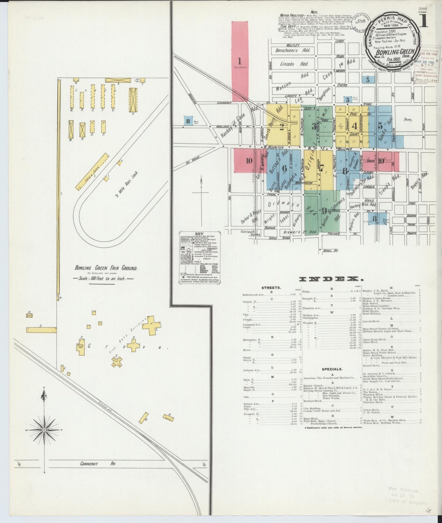 Sanborn Fire Insurance Map from Bowling Green, Wood County, Ohio (1900), Sheet #0001 - Historic Sanborn Fire Insurance Map Print, vintage old map wall art, antique decor, genealogy gift, Ohio Ohio map