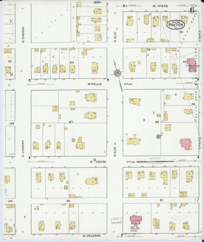 Sanborn Fire Insurance Map from Paxton, Ford County, Illinois (1921), Sheet #0006 - Historic Sanborn Fire Insurance Map Print, vintage old map wall art, antique decor, genealogy gift, Illinois Illinois map