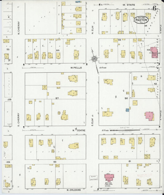 Sanborn Fire Insurance Map from Paxton, Ford County, Illinois (1921), Sheet #0006 - Historic Sanborn Fire Insurance Map Print, vintage old map wall art, antique decor, genealogy gift, Illinois Illinois map