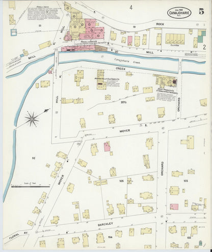 Sanborn Fire Insurance Map from Canajoharie, Montgomery County, New York (1908), Sheet #0005 - Historic Sanborn Fire Insurance Map Print, vintage old map wall art, antique decor, genealogy gift, New York New York map