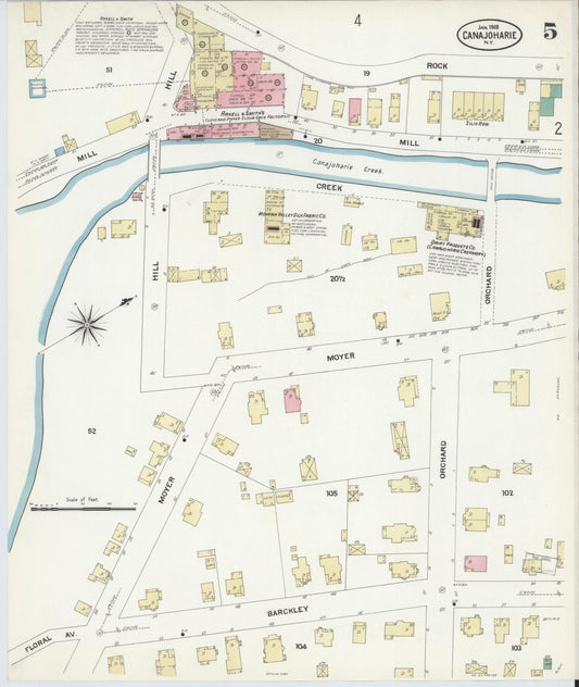 Sanborn Fire Insurance Map from Canajoharie, Montgomery County, New York (1908), Sheet #0005 - Historic Sanborn Fire Insurance Map Print, vintage old map wall art, antique decor, genealogy gift, New York New York map