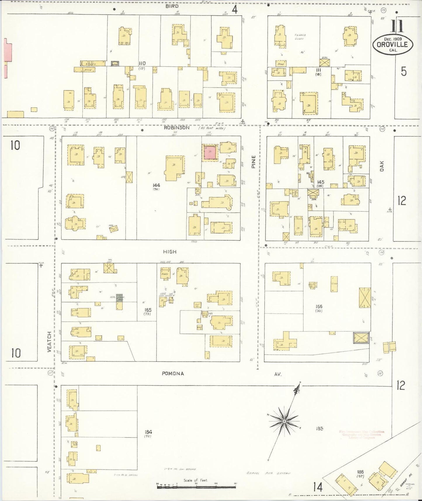 Sanborn Fire Insurance Map from Oroville, Butte County, California (1909), Sheet #0011 - Complete Map Set gallery image, historic Sanborn map, vintage wall art, California California
