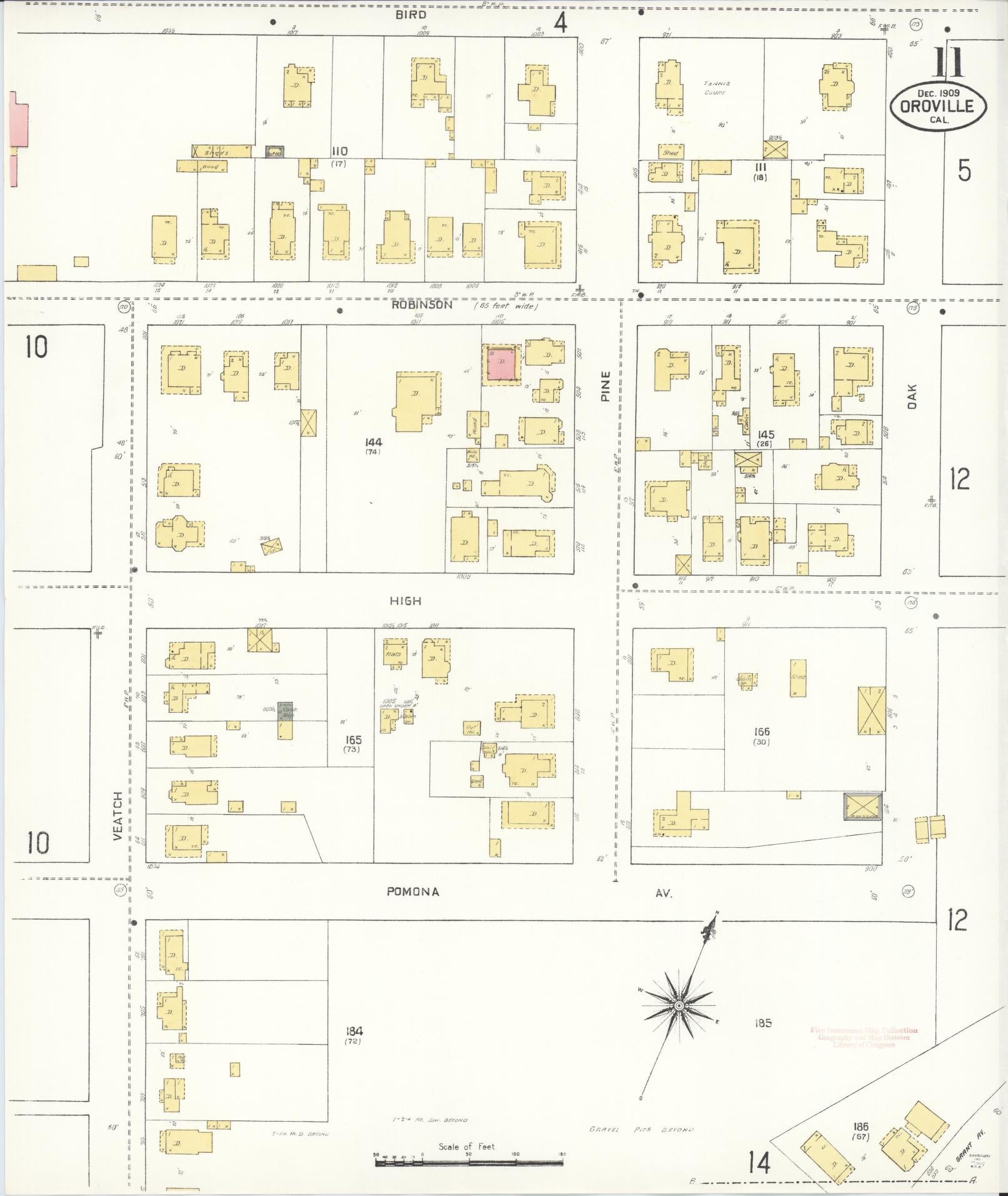 Sanborn Fire Insurance Map from Oroville, Butte County, California (1909), Sheet #0011 - Complete Map Set gallery image, historic Sanborn map, vintage wall art, California California