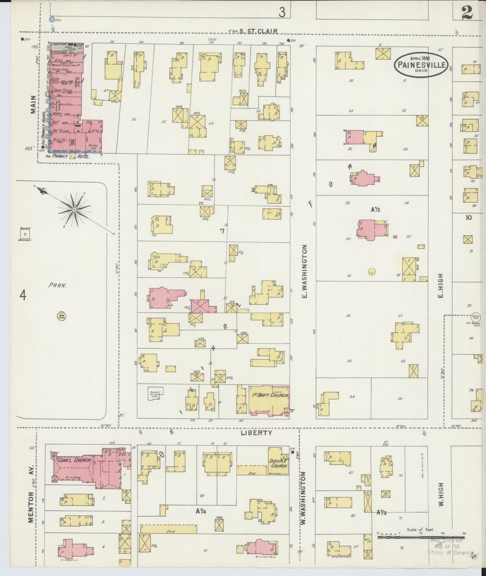 Sanborn Fire Insurance Map from Painesville, Lake County, Ohio (1898), Sheet #0002 - Complete Map Set gallery image, historic Sanborn map, vintage wall art, Ohio Ohio