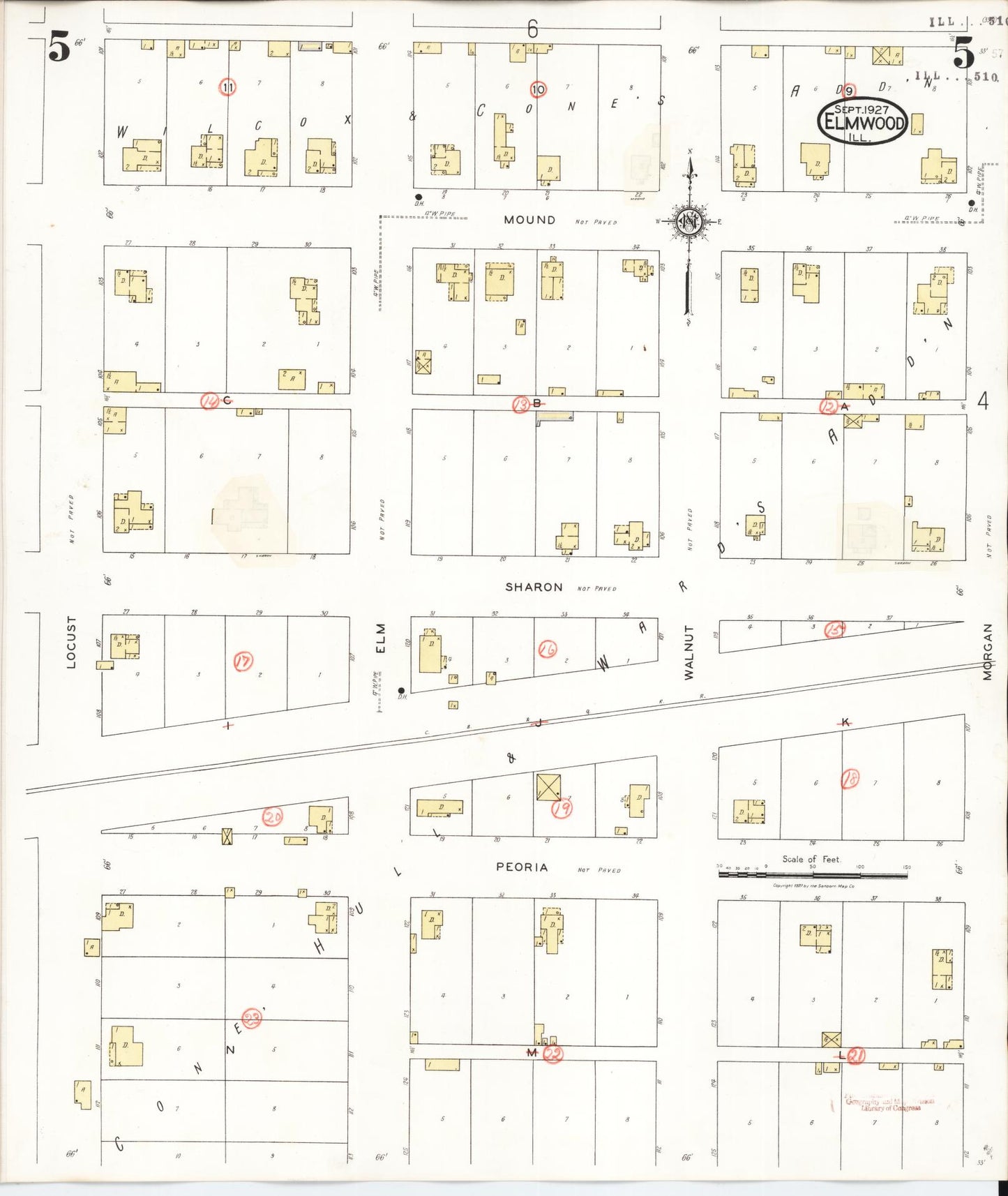 Sanborn Fire Insurance Map from Elmwood, Peoria County, Illinois (1944), Sheet #0005 - Complete Map Set gallery image, historic Sanborn map, vintage wall art, Illinois Illinois