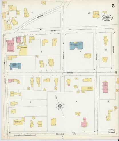 Sanborn Fire Insurance Map from Amherst, Hampshire County, Massachusetts (1902), Sheet #0005 - Complete Map Set gallery image, historic Sanborn map, vintage wall art, Massachusetts Massachusetts