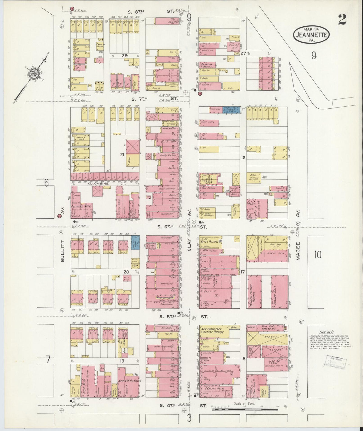 Sanborn Fire Insurance Map from Jeannette, Westmoreland County, Pennsylvania (1916), Sheet #0002 - Complete Map Set gallery image, historic Sanborn map, vintage wall art, Pennsylvania Pennsylvania