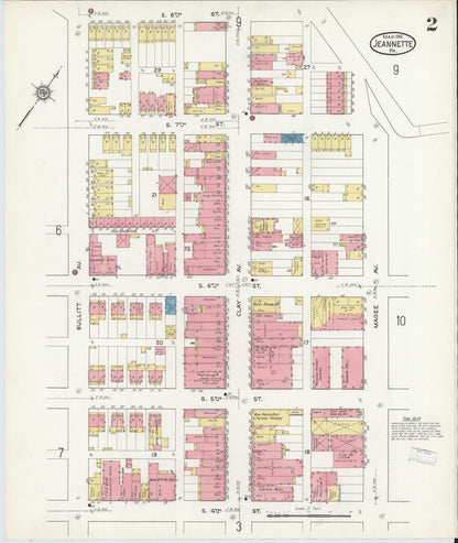 Sanborn Fire Insurance Map from Jeannette, Westmoreland County, Pennsylvania (1916), Sheet #0002 - Complete Map Set gallery image, historic Sanborn map, vintage wall art, Pennsylvania Pennsylvania