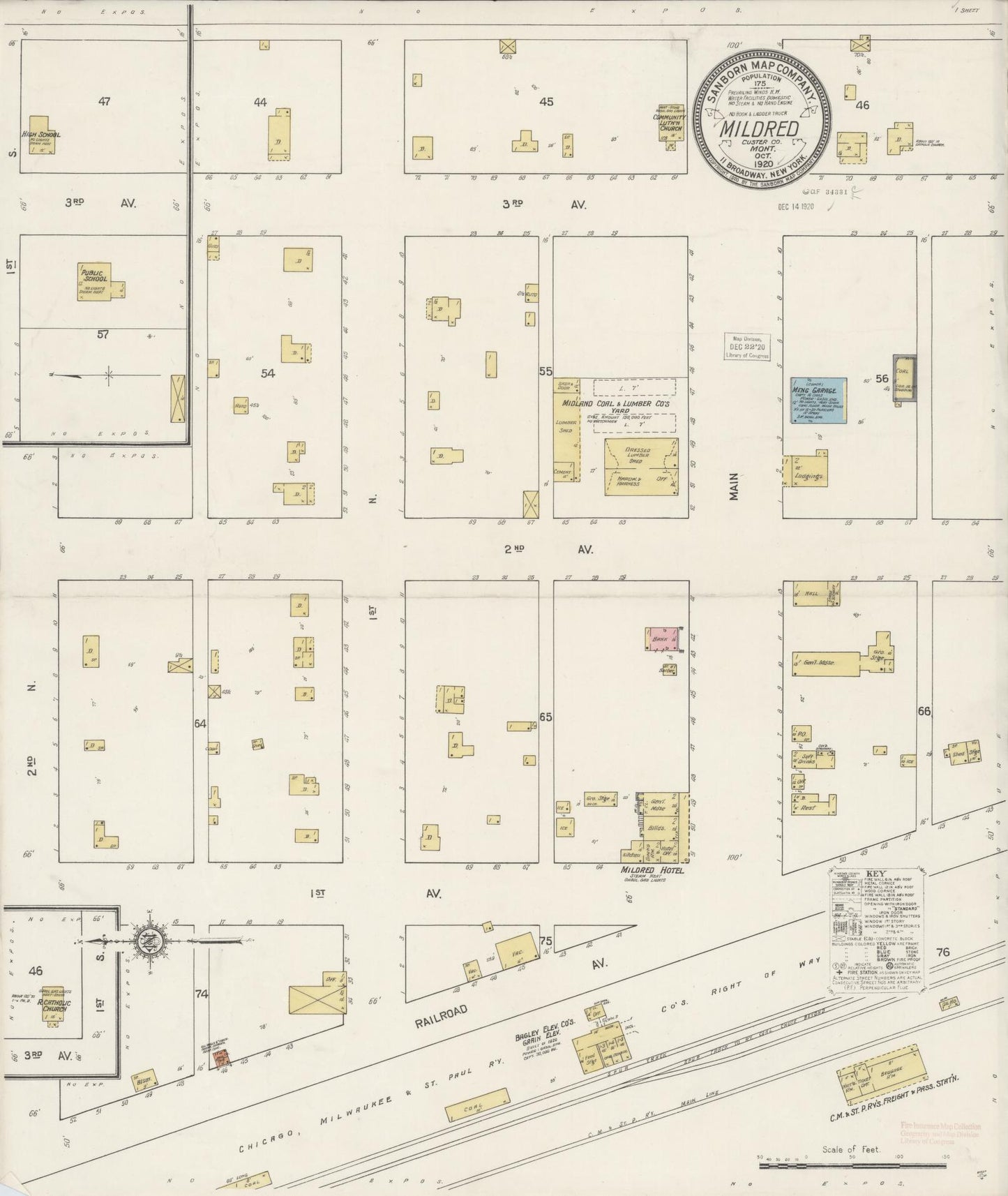 Sanborn Fire Insurance Map from Mildred, Prairie County, Montana. (1920) – Historic Sanborn Fire Insurance Map Print