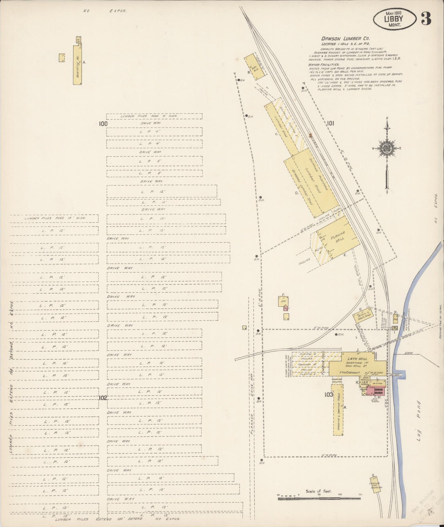 Sanborn Fire Insurance Map from Libby, Lincoln County, Montana (1910), Sheet #0003 - Complete Map Set gallery image, historic Sanborn map, vintage wall art, Montana Montana