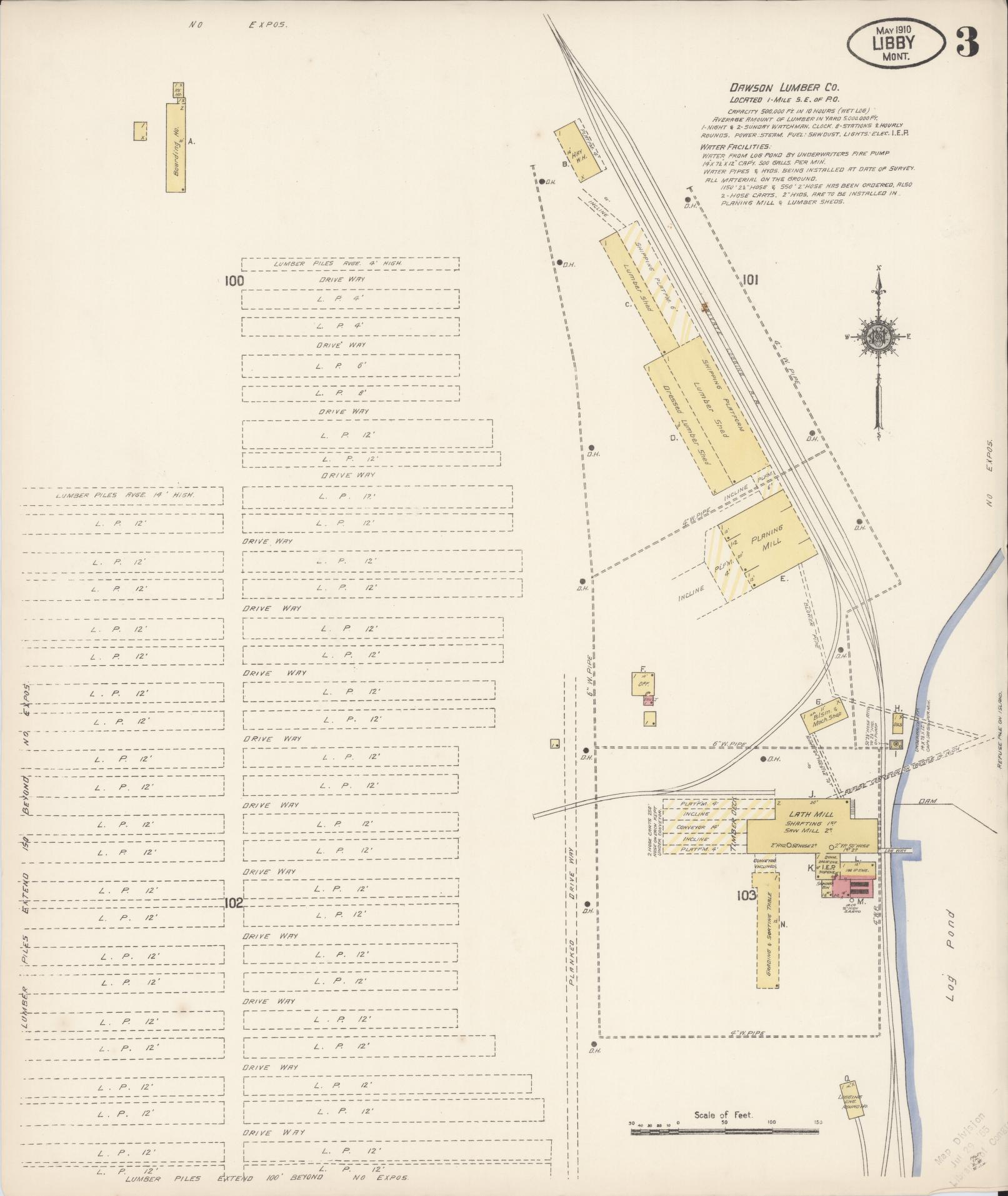 Sanborn Fire Insurance Map from Libby, Lincoln County, Montana (1910), Sheet #0003 - Complete Map Set gallery image, historic Sanborn map, vintage wall art, Montana Montana
