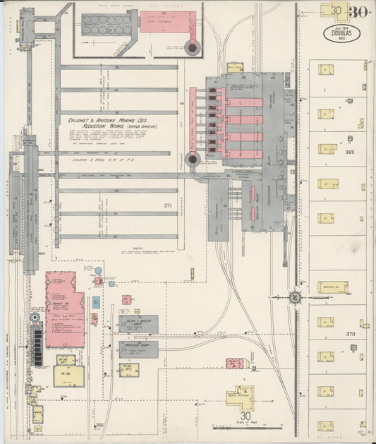 Sanborn Fire Insurance Map from Douglas, Cochise County, Arizona (1914), Sheet #0030 - Historic Sanborn Fire Insurance Map Print, vintage old map wall art, antique decor, genealogy gift, Arizona Arizona map
