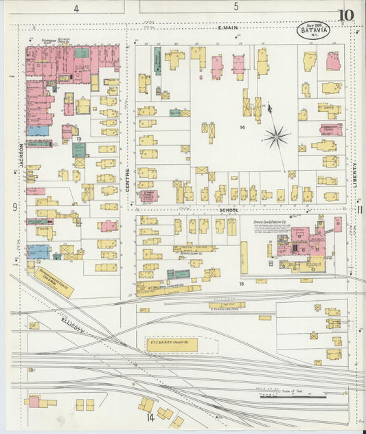 Sanborn Fire Insurance Map from Batavia, Genesee County, New York (1906), Sheet #0010 - Historic Sanborn Fire Insurance Map Print, vintage old map wall art, antique decor, genealogy gift, New York New York map