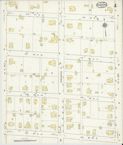 Sanborn Fire Insurance Map from Ardmore, Carter County, Oklahoma (1913), Sheet #0004 - Complete Map Set gallery image, historic Sanborn map, vintage wall art, Oklahoma Oklahoma