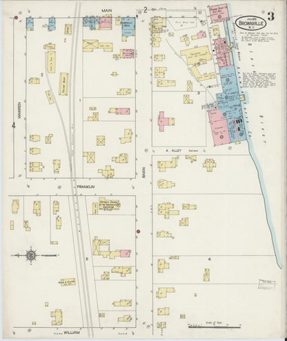 Sanborn Fire Insurance Map from Brownville, Jefferson County, New York (1915), Sheet #0003 - Historic Sanborn Fire Insurance Map Print, vintage old map wall art, antique decor, genealogy gift, New York New York map