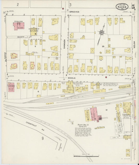 Sanborn Fire Insurance Map from Kane, McKean County, Pennsylvania (1915), Sheet #0005 - Historic Sanborn Fire Insurance Map Print, vintage old map wall art, antique decor, genealogy gift, Pennsylvania Pennsylvania map
