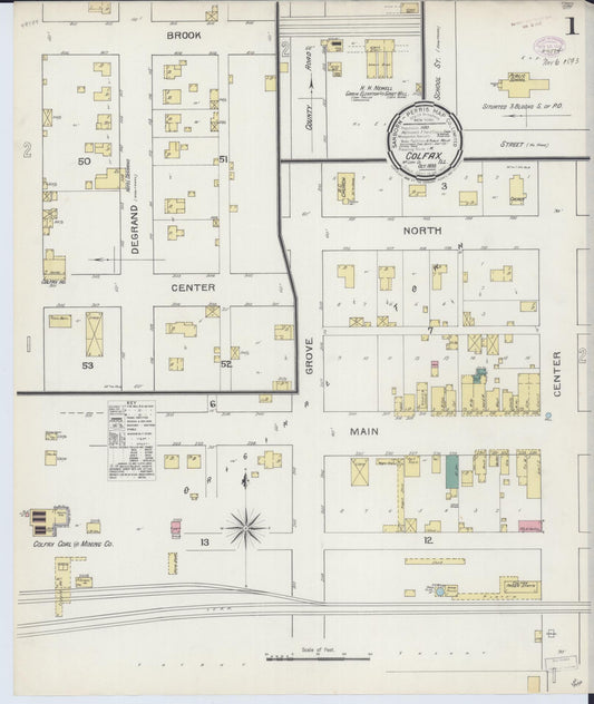 Sanborn Fire Insurance Map from Colfax, McLean County, Illinois (1893), Sheet #0001 - Historic Sanborn Fire Insurance Map Print, vintage old map wall art, antique decor, genealogy gift, Illinois Illinois map