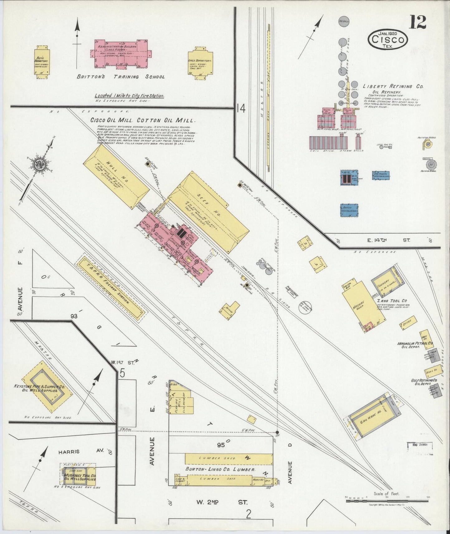 Sanborn Fire Insurance Map from Cisco, Eastland County, Texas (1920), Sheet #0012 - Complete Map Set gallery image, historic Sanborn map, vintage wall art, Texas Texas
