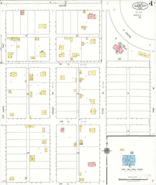 Sanborn Fire Insurance Map from Sugar City, Madison County, Idaho (1921), Sheet #0004 - Historic Sanborn Fire Insurance Map Print, vintage old map wall art, antique decor, genealogy gift, Idaho Idaho map