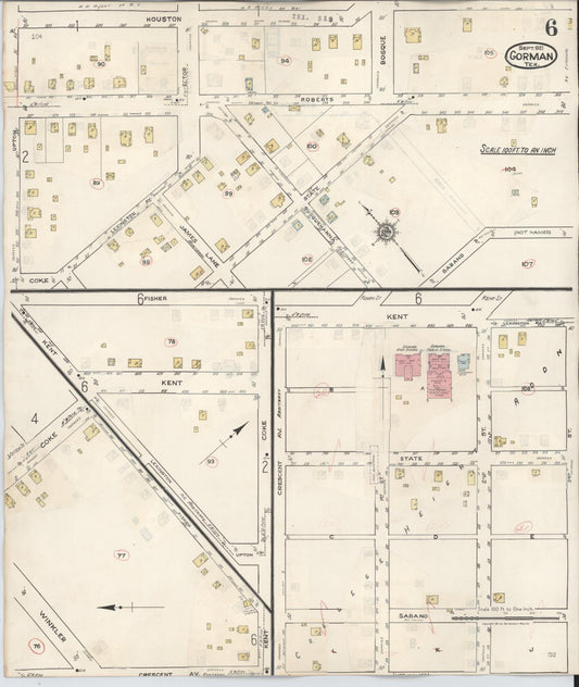 Sanborn Fire Insurance Map from Gorman, Eastland County, Texas (1945), Sheet #0006 - Historic Sanborn Fire Insurance Map Print, vintage old map wall art, antique decor, genealogy gift, Texas Texas map