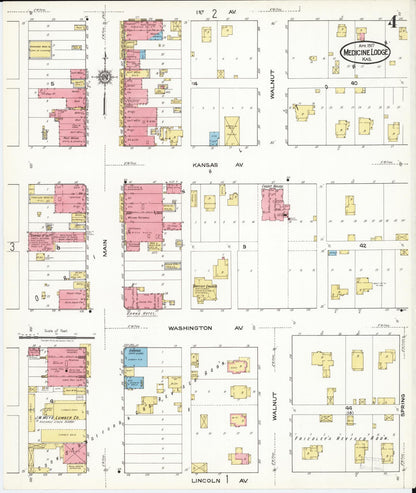 Sanborn Fire Insurance Map from Medicine Lodge, Barber County, Kansas (1917), Sheet #0004 - Complete Map Set gallery image, historic Sanborn map, vintage wall art, Kansas Kansas