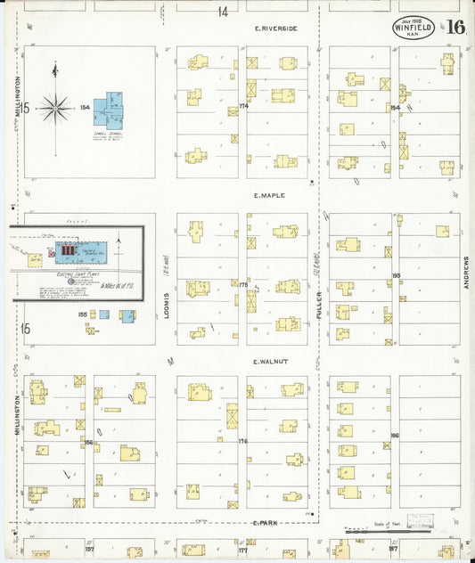Sanborn Fire Insurance Map from Winfield, Cowley County, Kansas (1905), Sheet #0016 - Historic Sanborn Fire Insurance Map Print, vintage old map wall art, antique decor, genealogy gift, Kansas Kansas map