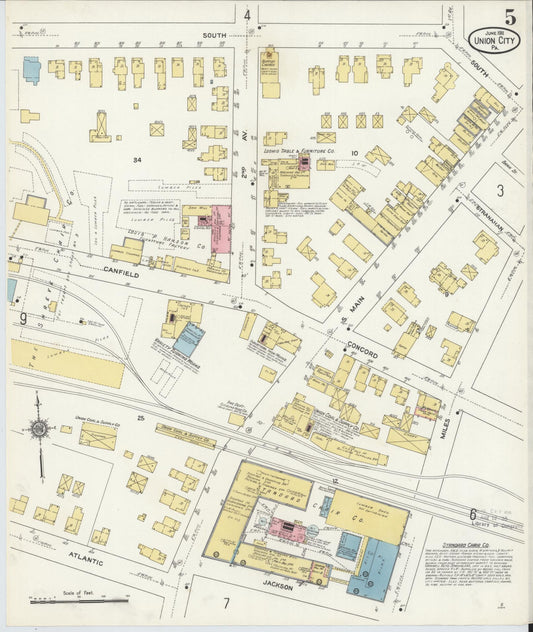 Sanborn Fire Insurance Map from Union City, Erie County, Pennsylvania (1911), Sheet #0005 - Historic Sanborn Fire Insurance Map Print, vintage old map wall art, antique decor, genealogy gift, Pennsylvania Pennsylvania map
