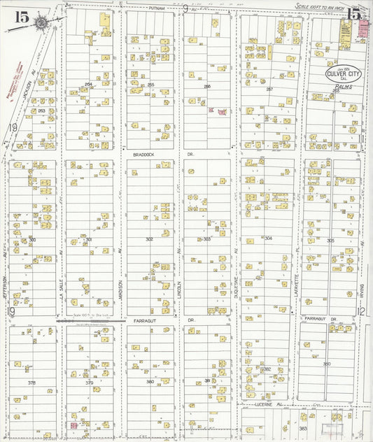 Sanborn Fire Insurance Map from Culver City, Los Angeles County, California (1924), Sheet #0015 - Historic Sanborn Fire Insurance Map Print, vintage old map wall art, antique decor, genealogy gift, California California map