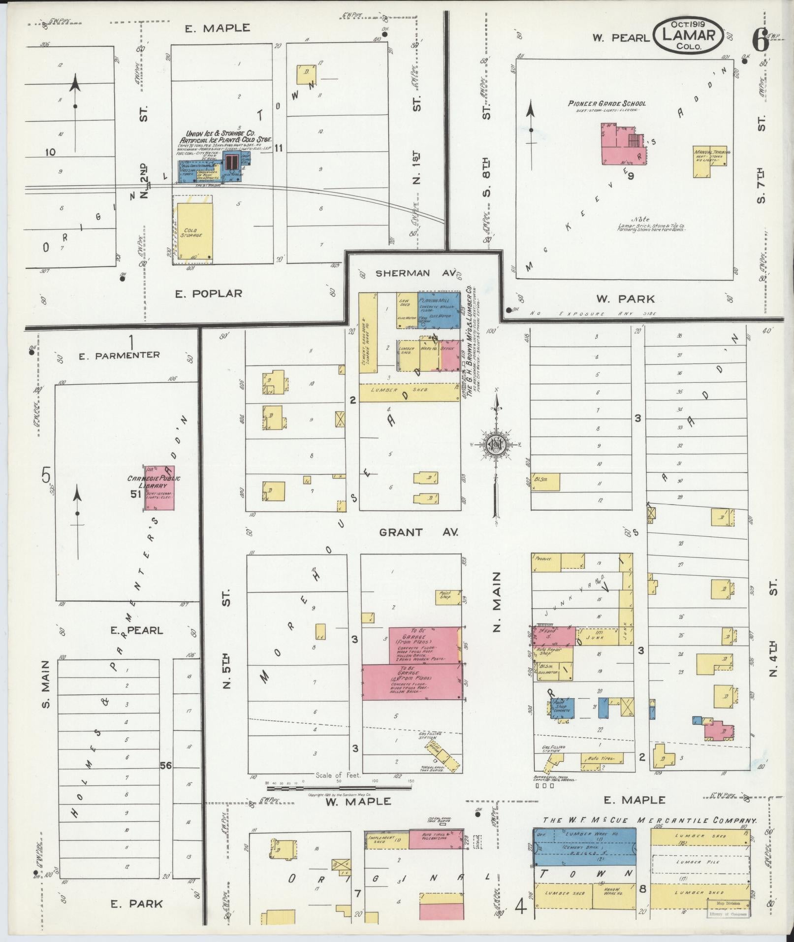 Sanborn Fire Insurance Map from Lamar, Prowers County, Colorado (1919), Sheet #0006 - Complete Map Set gallery image, historic Sanborn map, vintage wall art, Colorado Colorado